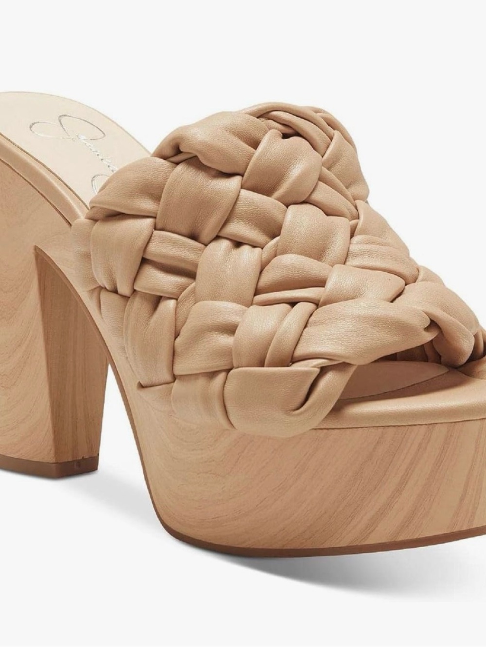 Jessica Simpson Supria Platform Slide Heels - Beige Size 7